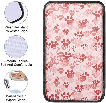 Pink Dog Paw Center Console Cover Protect from Pet Claws Universal Armrest Cover Pad Easy to Install 12.3 x 7.5 Inch Universal Car Interior Accessories Decoration