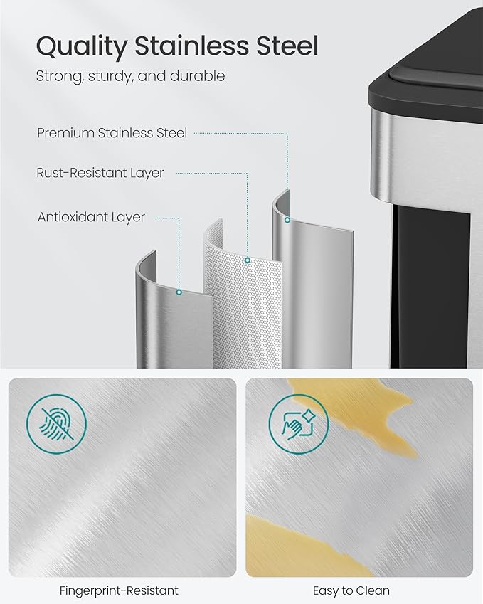 SONGMICS Trash Can, 2 x 8 Gallon Double Garabge Can