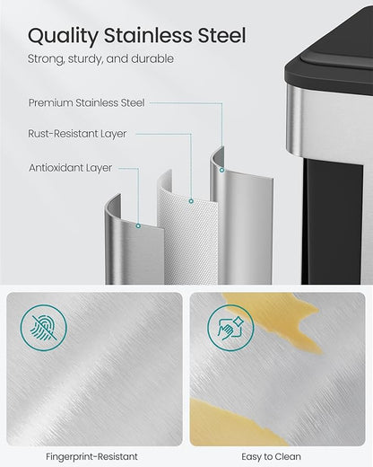 SONGMICS Trash Can, 2 x 8 Gallon Double Garabge Can