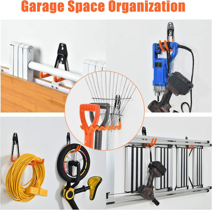AOBEN Garage Hooks Heavy Duty, Steel Garage Storage Hooks, Utility Tool Hangers and Combinable Wall Mount Garage Hooks for Organizing Ladders, Bikes, Hoses, and More Equipment (Small J, 4 Pack)