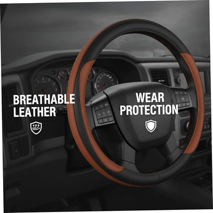 Steering Wheel Cover for Men, Leather 18 Inch Steering Wheel Cover Anti-Slip Fit Protection for Trucks & Big Rigs