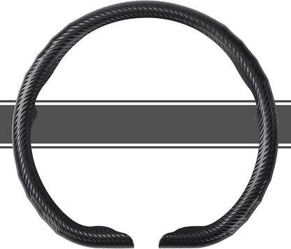 West Llama Flat Bottom Car Steering Wheel Cover,D-Shaped Carbon Fiber Steering Wheel Wrap,Universal 14.5-15 Inch,Fit Cars,SUVs,Trucks(Black-D-Shaped)