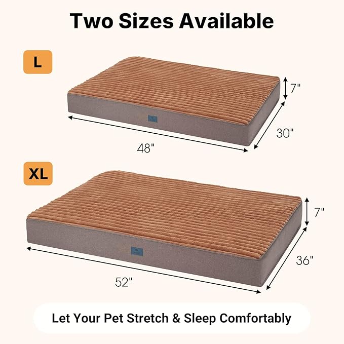 Veehoo Orthopedic Memory Foam Dog Bed, 7 Inch Thick Extra Large Dog Bed XL for Senior Dogs with Ultra-Soft Fluffy Surface, Waterproof Liner, Removable Washable Cover and Non-Slip Bottom, 48"x30"x7"