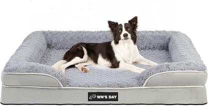 Orthopedic Dog Bed for Large Medium Sized, Washable Memory Foam Large Dog Bed, Medium Pet Sofa with Removable Cover, Washable Waterproof Pet Couch Beds(Grey, L)