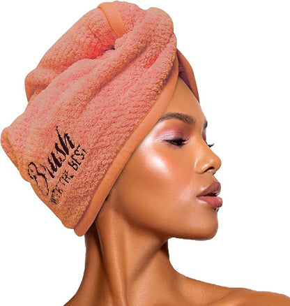 Felicia Leatherwood Microfiber Hair Towel Wrap - Quick Drying, Anti Frizz & Gentle on Hair - Easy to Use, Saves Time, Lightweight & Compact - for Curly, Long & Thick Hair - Men & Women - Watermelon