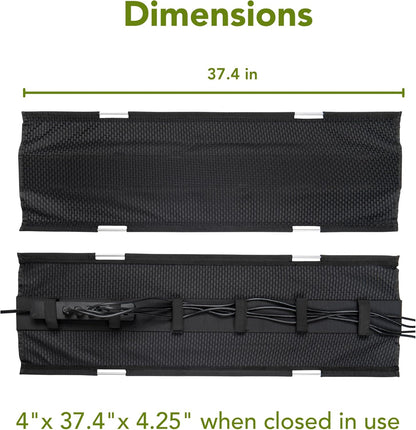 PERFECT POSTURE Mesh Cable Organizer – Under Desk Cable Management with Adjustable Straps, Flexible Mesh, Easy-Access Design, & Standing Desk Compatible – 37.4” (Black)