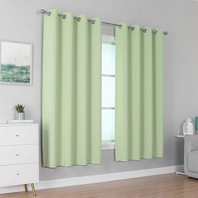 DUALIFE Light Green Blackout Curtain Panels/Drapes