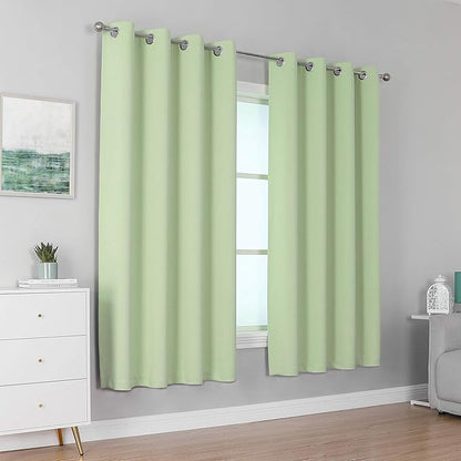 DUALIFE Light Green Blackout Curtain Panels/Drapes