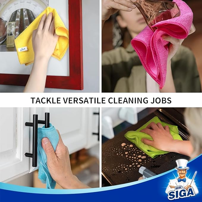 MR.SIGA Microfiber Cleaning Cloth, Pack of 24, Size:12.6" x 12.6"