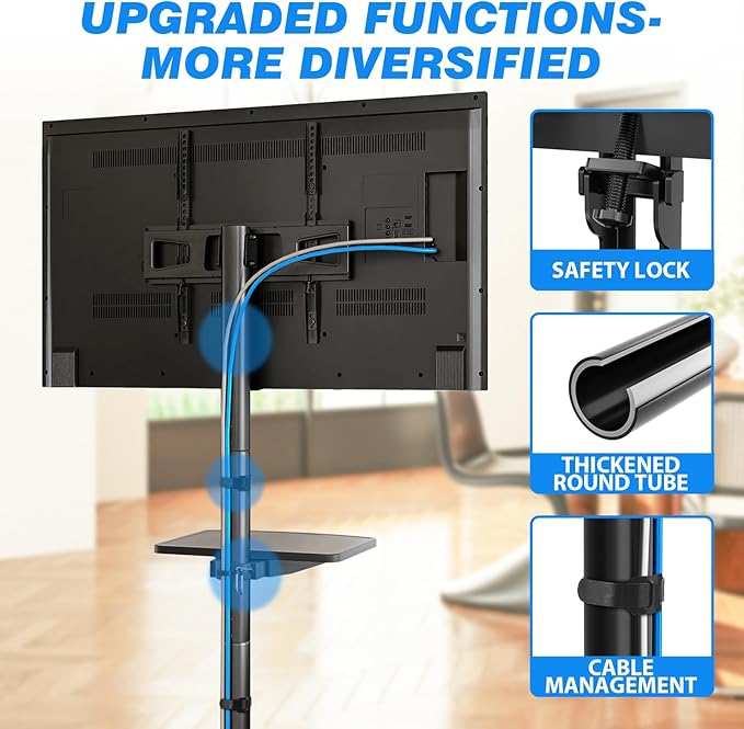 Rfiver Mobile TV Stand for 23-60 Inch LCD LED Flat/Curved Panel Screen TVs up