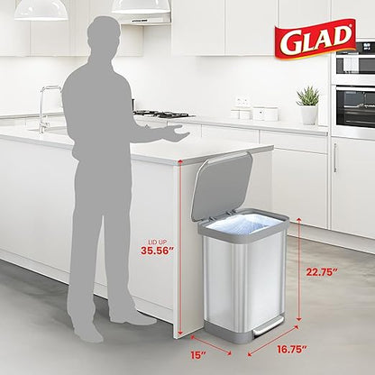 Glad Stainless Steel Step Trash Can, Series 2