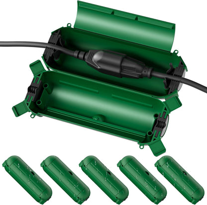 Flemoon [6 Pack] Outdoor Extension Cord Safety Cover with Waterproof Seal, Weatherproof Electrical Connection Box to Protect Outdoor Outlet, Plug, Socket, Christmas Holiday Decoration Light, Green