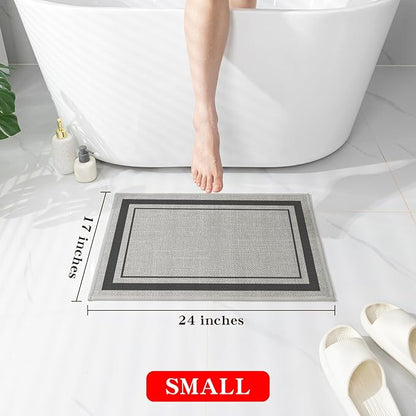 chakme Bathroom Rugs Mat 24x17, Ultra Thin Non Slip Bath Mat Small Quick Dry Absorbent Bath Mat for Bathroom Floor, (Dark Grey, 24"x17")