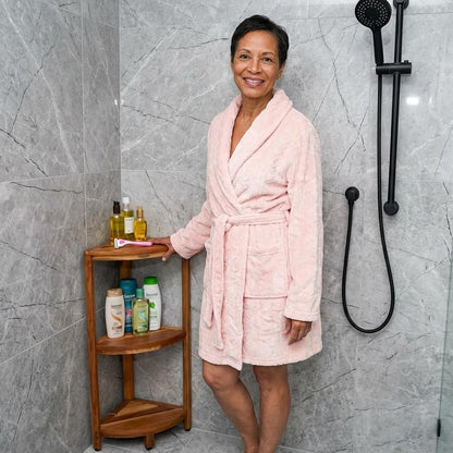 EcoDecors 3-Tier Shelf Waterproof Teak Wood Shower Shelf for Inside Shower Provides Storage, and Organization for Bathroom Accessories