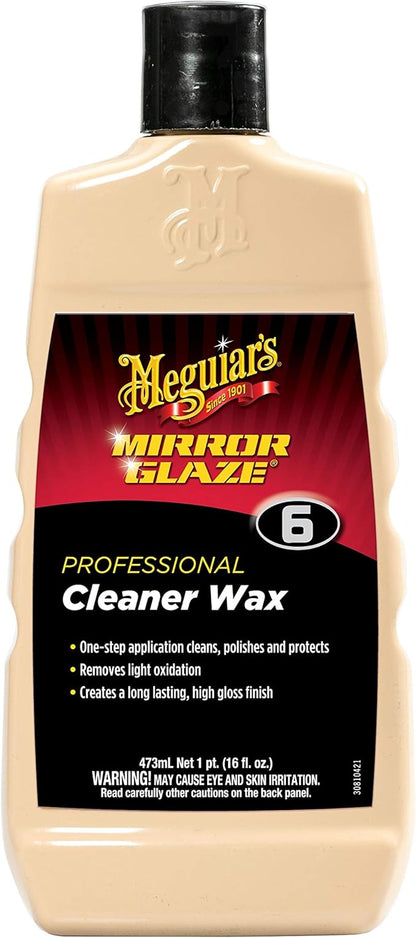 Meguiar's Professional Cleaner Wax M0616 - Swirl and Scratch Remover, Car Polish, and Car Wax in One Liquid - One-Step for Professional Detailing, 16 Oz (Packaging May Vary)