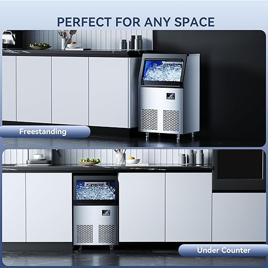 Coolski 150 lbs/24H Commercial Ice Maker Machine, 45 Cubes/6mins, 35 lbs Ice