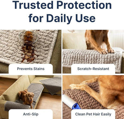 PAULATO BY GA.I.CO. Waterproof Couch Cover – 24x47 Blanket for Sofa Car Seat or Crate – Machine Washable Absorbent Reusable Pad for Puppy Training – Dogs Cats Pets Friendly Protector - Macadamia