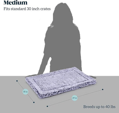 PELZIN Stoutwool Indestructible Dog Bed - Fluffy Chew Proof Dog Crate Pad - Tough Kennel Pad for Aggressive Chewers - Washable, Ideal for Medium Breeds & Fits 30-Inch Crate - 29"x18", Jacaranda