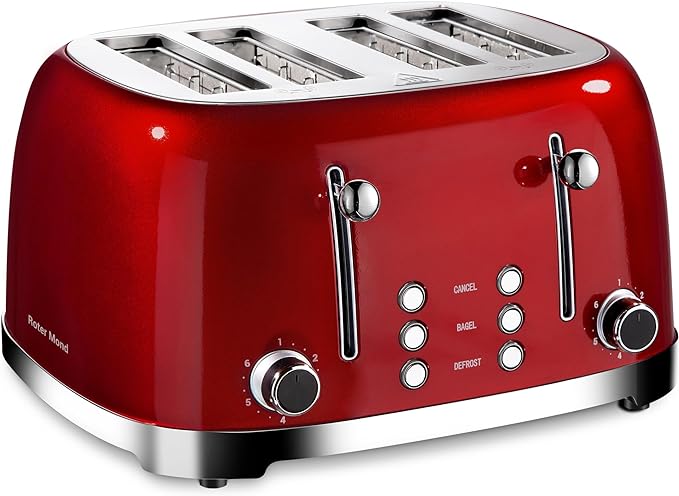 Roter Mond 4 Slice Toaster Retro Stainless Steel