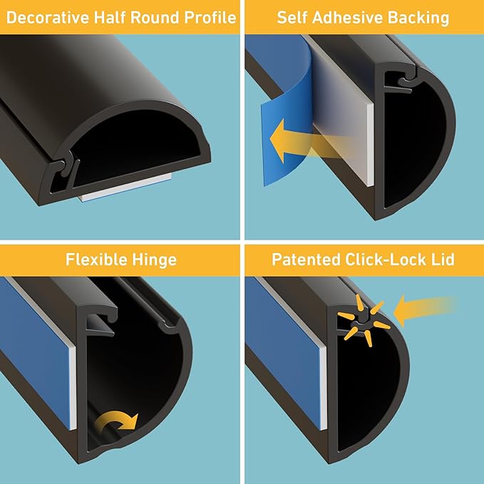 D-Line 13.12ft Cord Hider Kit, Patented Cable Cover, Hide Wires on Wall