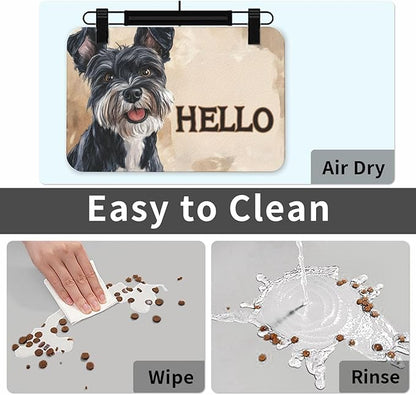 Schnauzer Food Mat for Floors Waterproof,Quick Dry Anti-Slip Dog Bowl Mats for Food and Water,Pet Feeding Mats,Pet Placemat for Messy Drinkers to Protect Floors,Pets Supplies 17.72×11.81in