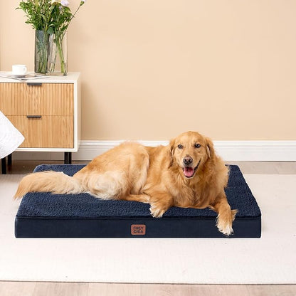 EHEYCIGA Orthopedic XL Dog Beds for Extra Large Dogs with Removable Washable Cover, Navy, 44x32