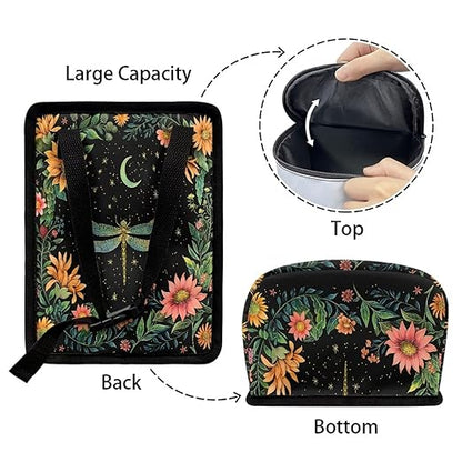 BIGCARJOB Dragonfly Car Trash Can Bin, Leak Proof Moon Floral Dragonfly Car Trash Bag, Hanging, Vehicle Trash Can for SUV Truck Van