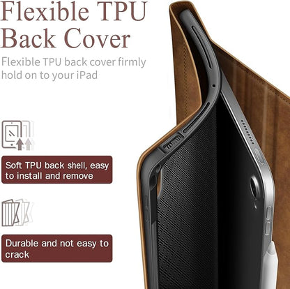 Antbox Case for iPad Air 11-inch M3 (2025) / M2 (2024), iPad Air 5th/4th Generation 10.9'' Vegan Leather with Pencil Holder Typing Angle Auto Sleep/Wake Muti-Stand
