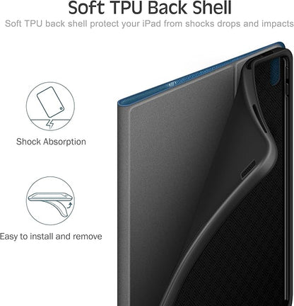 KingBlanc Case for iPad (A16) 11th Generation 11 Inch 2025, iPad 10th Gen 10.9 Inch 2022 with Pencil Holder, PU Leather Protective Cover, Auto Sleep/Wake, Viewing/Typing Angle, Magnetic Clasp, Blue