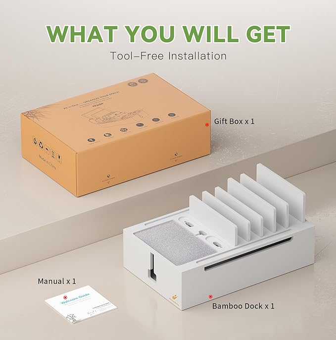 Pezin & Hulin Bamboo Charging Station, Electronic Devices Organizer