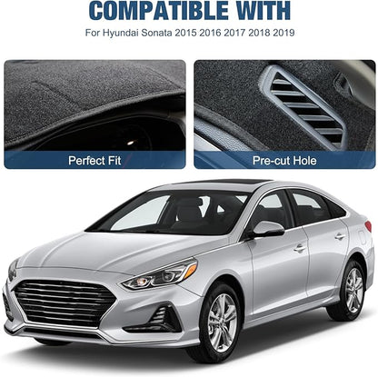 Dashboard Dash Cover Mat Carpet Compatible with 2015-2017 2018 2019 Hyundai Sonata