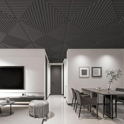 Art3d 12-Pack Drop Ceiling Tiles 2x2 FT, PVC 3D Textured Panels