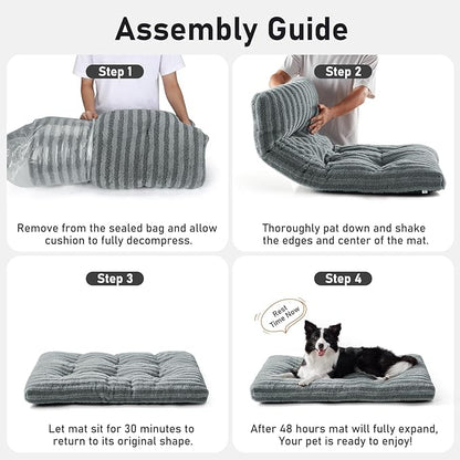 FURTIME Washable Dog Bed Medium Size Dogs, Deluxe Dog Crate Beds Comfy Fluffy Kennel Pad Anti-Slip Pet Sleeping Mat, Machine Washable Dogs Pillow, 29"x21"x3", Blue