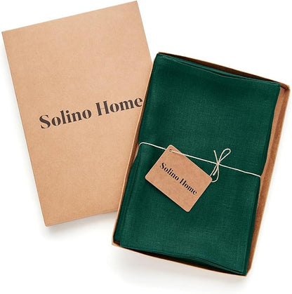 Solino Home Linen Cloth Napkins Set of 4-100% Pure Linen Rainforest Green Dinner Napkins 20 x 20 Inch for Winter, St Patricks Day - Fete, Handcrafted and Machine Washable