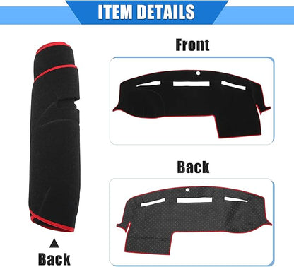 Car Dashboard Cover Compatible for Dodge for Ram 2010-2018, Protective Polyester Red Center Console Interior Trim Dash Cover Mat Pad