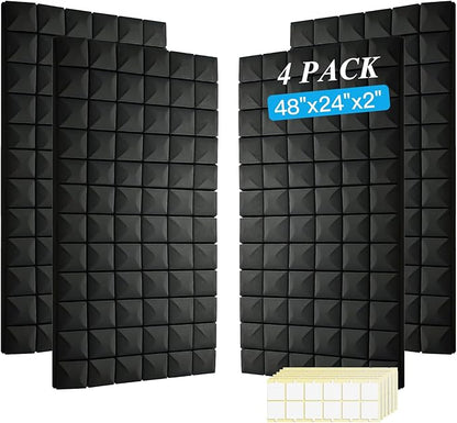4 PCS Acoustic Panels, High Density Fire Resistant & Noise Absorbing