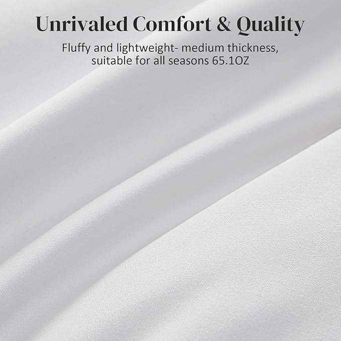 Dreamhood Down Feather Fiber Comforter King Size Fluffy Breathable White Duvet Insert Ultra Soft All Season Luxury Bedding Comforter with Corner & Center Loops (106"x90")