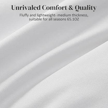 Dreamhood Down Feather Fiber Comforter King Size Fluffy Breathable White Duvet Insert Ultra Soft All Season Luxury Bedding Comforter with Corner & Center Loops (106"x90")