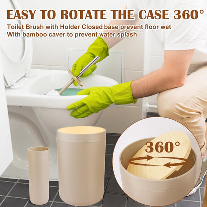 iMucci Bathroom Accessories Set - with Trash Can Toothbrush Holder Soap Dispenser Soap and Lotion Set Tumbler Cup(9Pcs Beige Wood Cover)