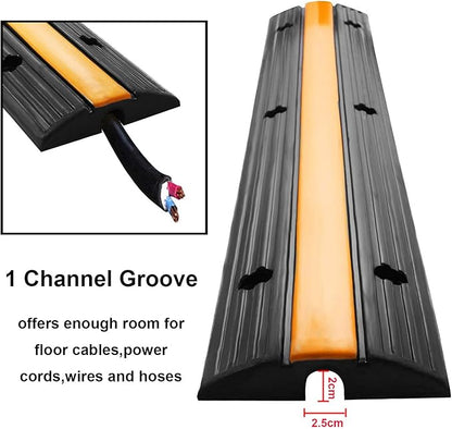 Reliancer 4 Pack 1-Channel Rubber Cable Protector Ramp Traffic Speed Bump