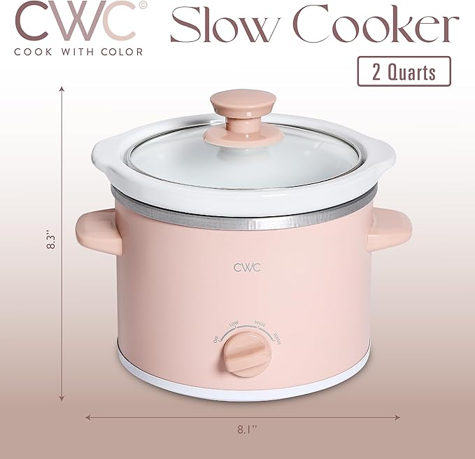 COOK WITH COLOR 2QT Mini Electric Round Slow Cooker
