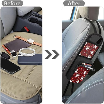 Santa Claus Car Seat Side Organizer,Car Seat Back Side Hanging Bag,Car 2 Pocket Seat Side Organizer, Auto Seat Storage Hanging Bag,Car Travel Accessories Suitable for All Cars