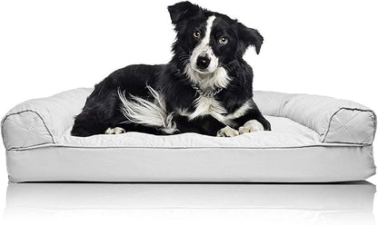 Furhaven Orthopedic Dog Bed for Large/Medium Dogs w/ Removable Bolsters & Washable Cover, For Dogs Up to 55 lbs - (Quilted) Silver Gray, Large