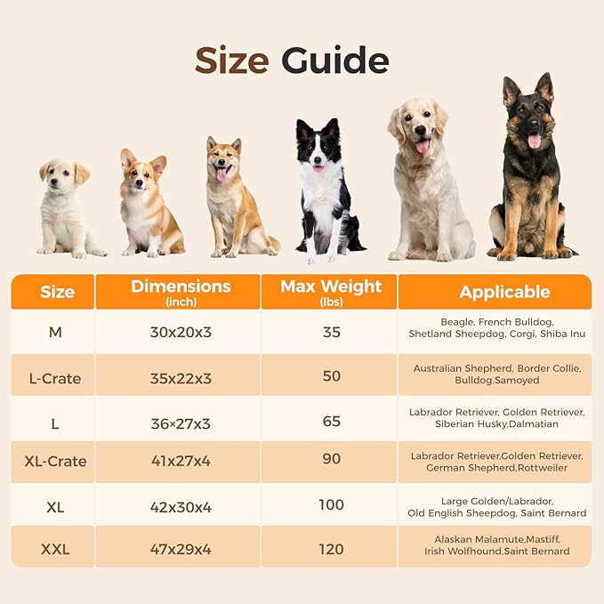 Orthopedic Dog Bed for Medium Dog, Waterproof Pet Bed,Non-Slip Bottom and Egg-Crate Foam with Removable Washable Cover Crate Bed,Cream,30"x20"x3"