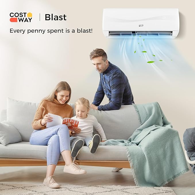 COSTWAY 9000BTU Mini Split Air Conditioner& Heater, 19 SEER2 115V Wall-Mounted
