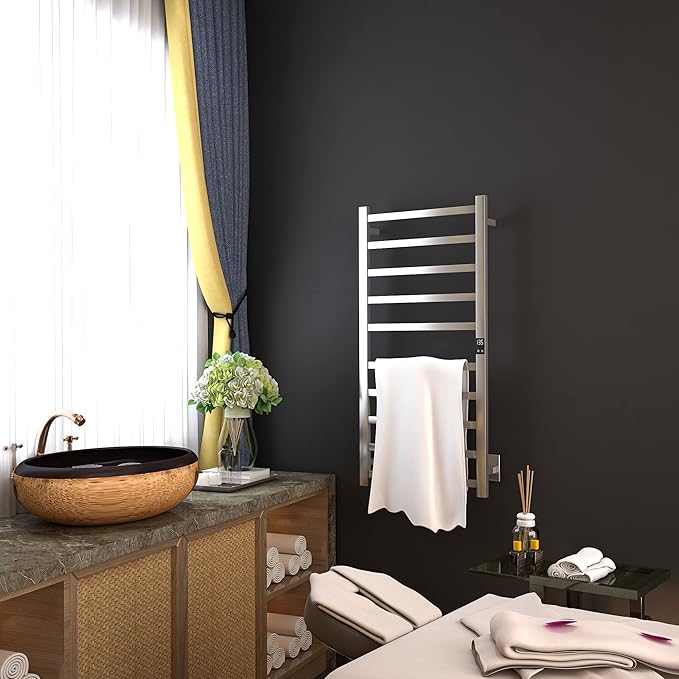 Smart Wireless Electric Towel Warmer | Blade Thin 10 Bar Design | Hardwired &
