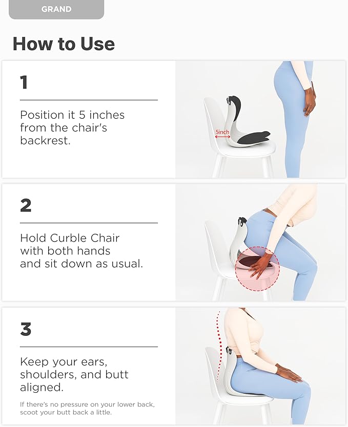 Curble GRAND 2PACK – Ergonomic Chair Back Support, Lumbar Support