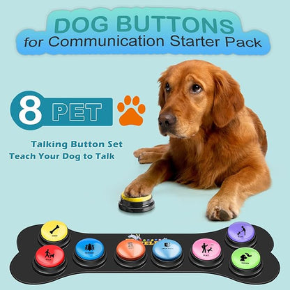 Dog Buttons for Communication Starter Pack 8 Dog Talking Button Set, 30s Voice