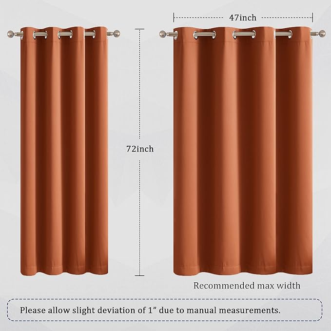 DUALIFE Rust Blackout Curtain Panels/Drapes