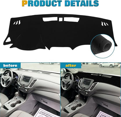x xotic tech Center Console Dashboard Mat Pre-Cut Non-Slip Sunshield Sun Glare Protector Dash Carpet Pad Black Cover Compatible with Chevy Equinox SUV 2018 2019 2020 2021 2022 2023 2024